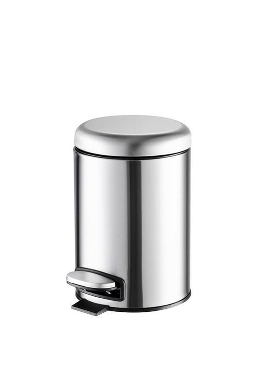 JVD Pedal Bin Lotus, 3L, Round, Matt Stainless Steel