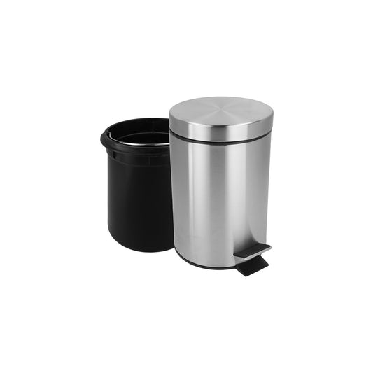 JVD Pedal Bin Chester, 3L, Round, Matt Stainless Steel