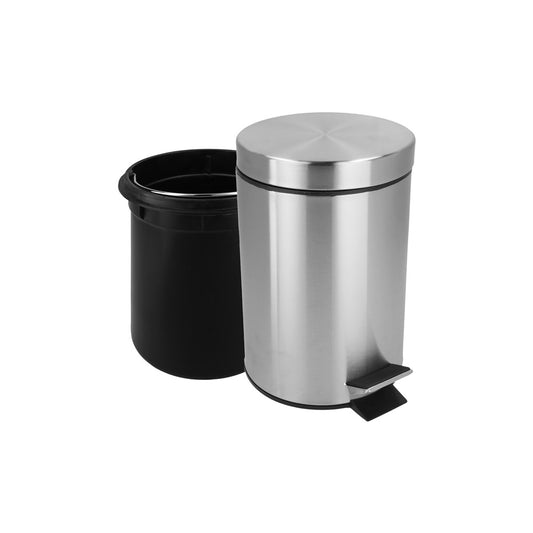 JVD Pedal Bin Chester, 5L, Round, Matt Stainless Steel