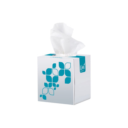 Livi Facial Tissue Essentials, Cube, 2 Ply 90 Sheet, Ctn 24
