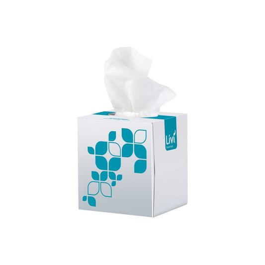 Livi Facial Tissue Essentials, Cube, 2 Ply 90 Sheet, Ctn 24
