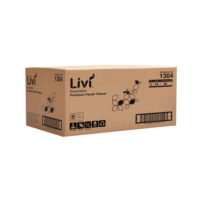 Livi Facial Tissue Essentials, Cube, 2 Ply 90 Sheet, Ctn 24