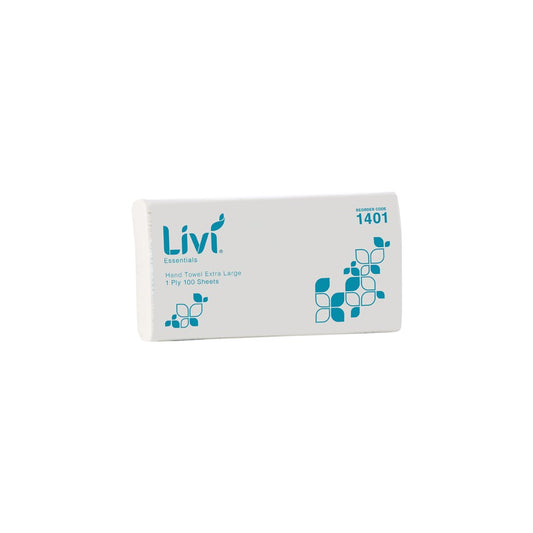 Livi XL Hand Towel Essentials, 1 Ply 100 Sheet, Ctn 24