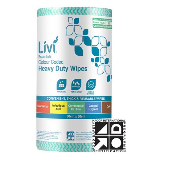 Livi Essentials Commercial Wipes, 90 Sheets, Green, Ctn 4