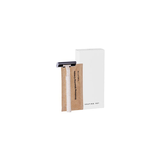 Pure White Shaving Kit, Wheat Straw Razor, White Box