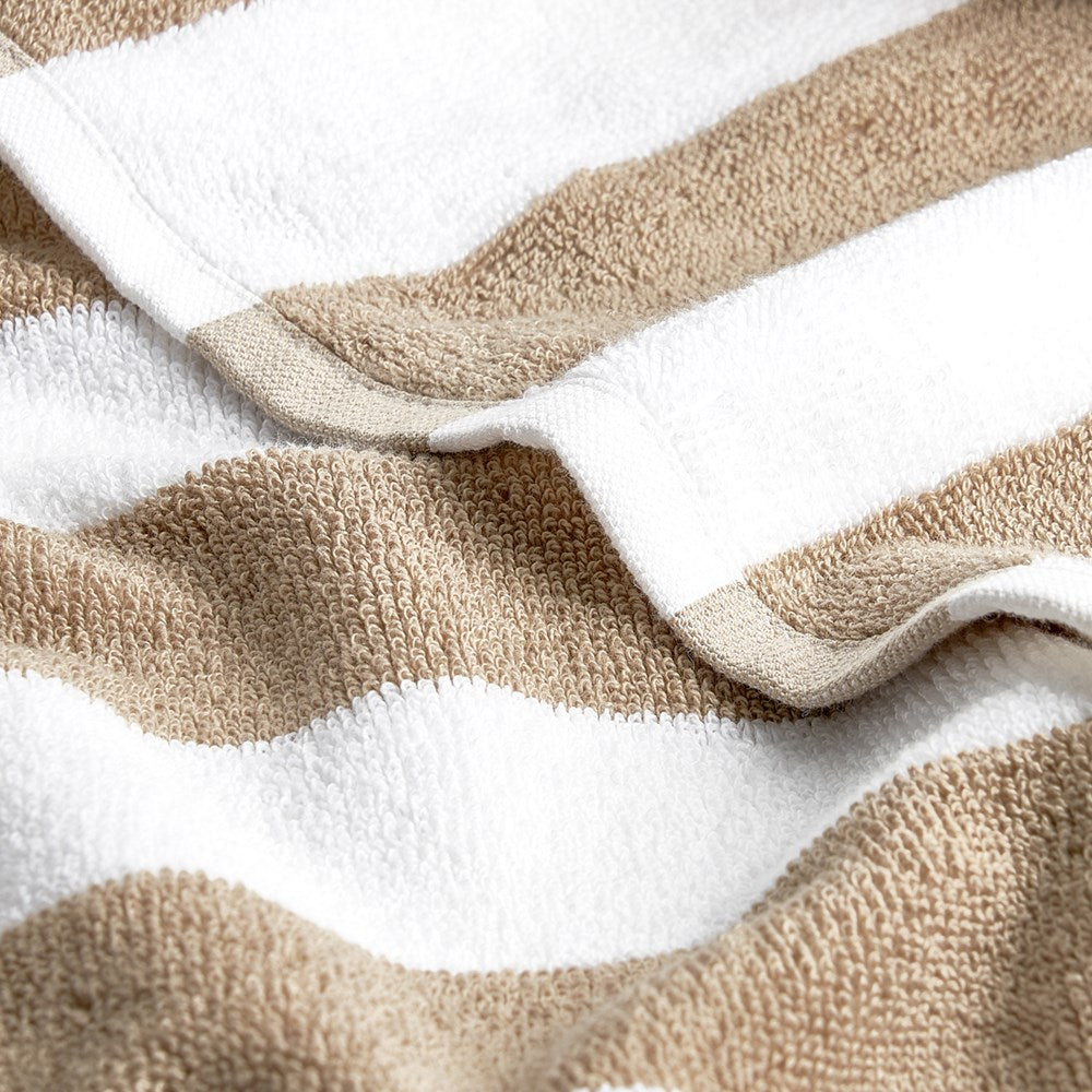 Simba Pool Towel Vat Dyed, 100% Soft Cotton, 476gsm, Latte/White