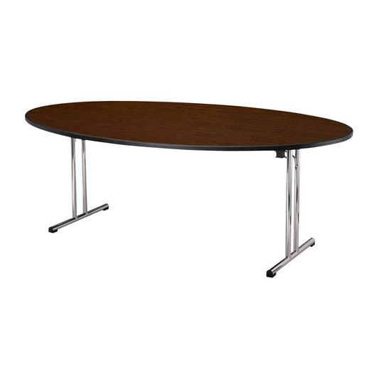 SKS Oval Banquet Table CONVEX, 2120mm, Fold/Lock, Dark Brown