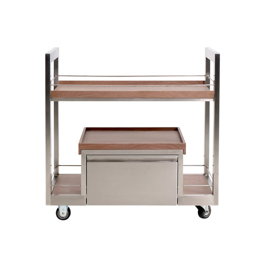 SKS Food & Beverage Service Trolley MCCOY, SS & Wood, Mocca Soul
