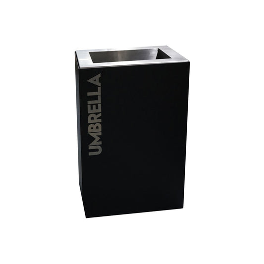 SKS Umbrella Stand, Lasercut Letters, Mild/Stainless Steel, Black