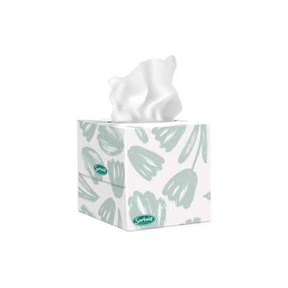 Sorbent Facial Tissue Silky White, Cube, 2 Ply 90 Sheet, Ctn 24