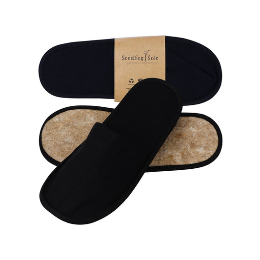 Seedling Sole Slippers Closed-Toe, Flax Sole, 29cm, Black