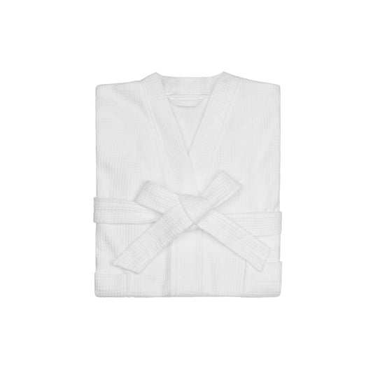 Bathrobe Waffle Kimono, Kids Size, Cotton PET Blend, White