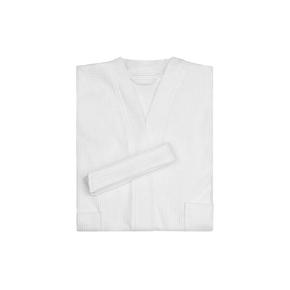 Bathrobe Waffle Kimono, Kids Size, Cotton PET Blend, White