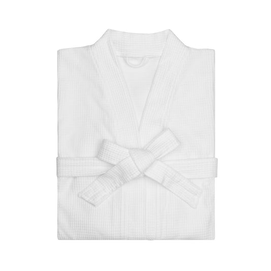 Bathrobe Waffle Kimono, Adult Size, Cotton PET Blend, White