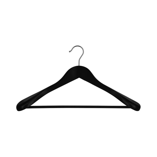 Luxury Wooden Hanger with Rod, 55-60mm, Chrome Hook, Black