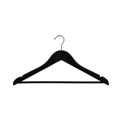 Premium Wooden Hanger with Rod, 20mm, Chrome Hook, Black