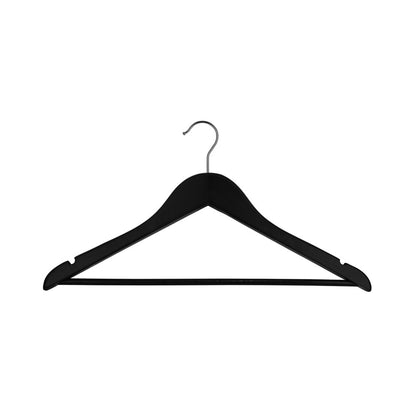 Premium Wooden Hanger with Rod, 20mm, Chrome Hook, Black