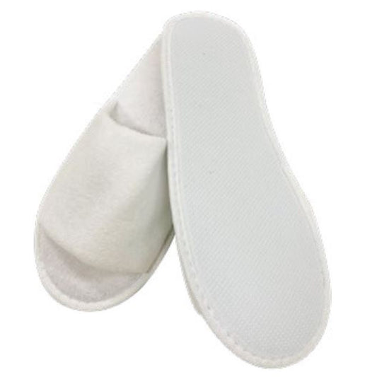 Economy Slippers Open-Toe, 3mm EVA Sole, 28cm, Terry CO, White