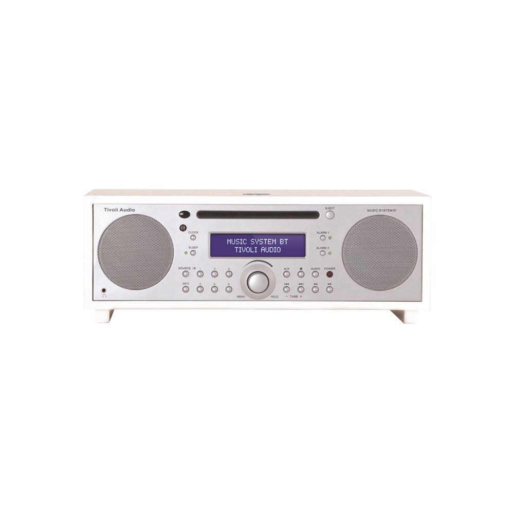 Tivoli Audio Bluetooth Alarm Radio CD Music System+, White/Silver