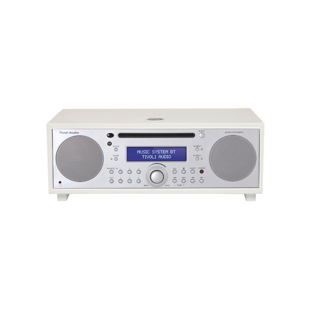 Tivoli Audio Bluetooth Alarm Radio CD Music System+, White/Silver