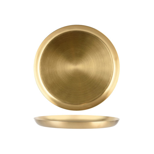 Zanzi Round Serving Tray, 365mm, Satin Brass