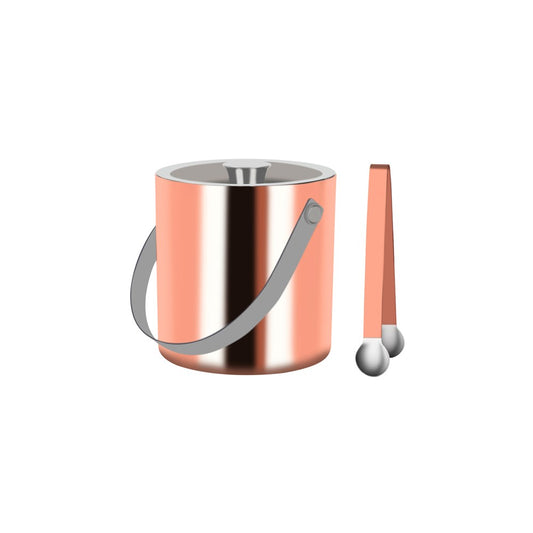 Zanzi Double Wall Ice Bucket with Tong, 1.8L, 18/8 SS, Rose Gold